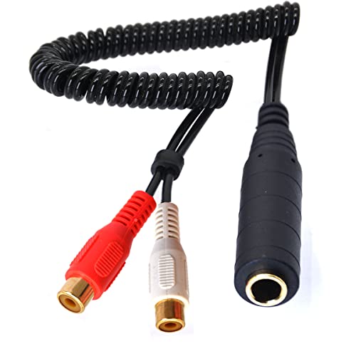 Tomost Coiled 6.35mm to 2RCA Cable Adapter