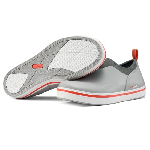 HISEA Men's Deck Rain Shoes Waterproof Rain Boots Neoprene Mud Garden Shoes for Lawn Care, Gardening, Farming Grey