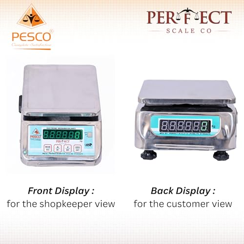 Image of Pesco micro mini 20kg stainless steel- digital weighing scale. Weight machine for vegetable and fruit shop, kitchen, grocery store, kirana store. 1 year warranty