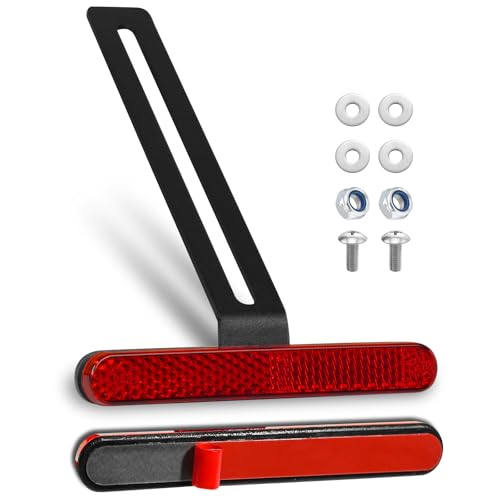 polarmotor Reflector Reflector para Motocicleta Trasero E4-Certificado Con Soporte Curvo T Largo (Longitud 130mm Estrecho 101 * 13 * 6mm Rojo Universal Ojos de Gato