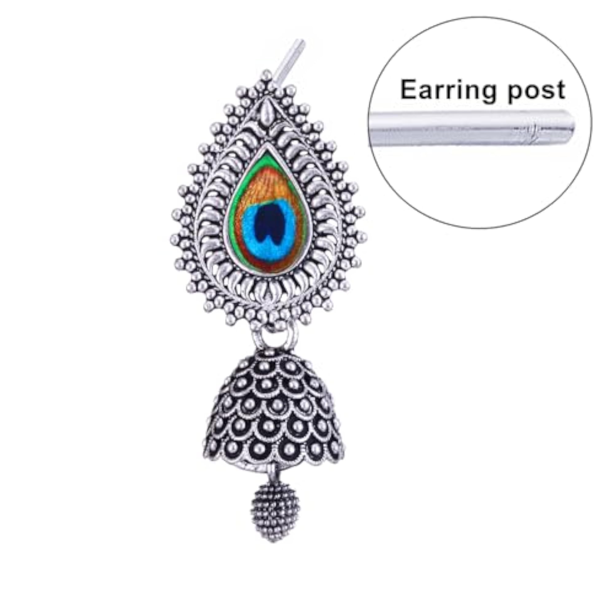 Elegant Women's Oxidised Silver Jhumka & Chandbali Earrings Combo