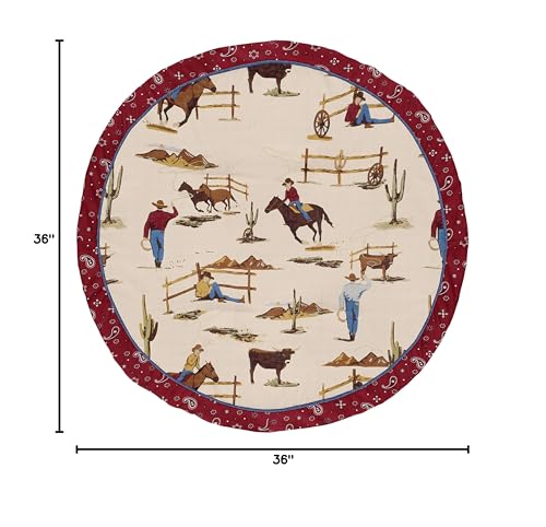 Image of Sweet Jojo Designs Tan and Red Cowboy Playmat Tummy Time Baby and Infant Play Mat for Wild West Collection