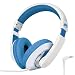RockPapa On Ear Stereo Headphones Earphones for Adults Kids Childs Teens, Adjustable, Heavy Deep Bass for iPhone iPod iPad MacBook Surface MP3 DVD Smartphones Laptop (White/Blue)