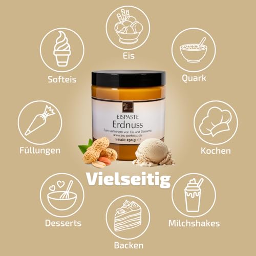 Erdnuss-Eispaste » 100% geröstete ERDNUSSkerne » für selbstgemachtes leckeres Eis » ohne künstliche Aromastoffe » auch zum Verfeinern von leckeren Desserts, Getränke uvm. » Inhalt 250 g – Bild 5