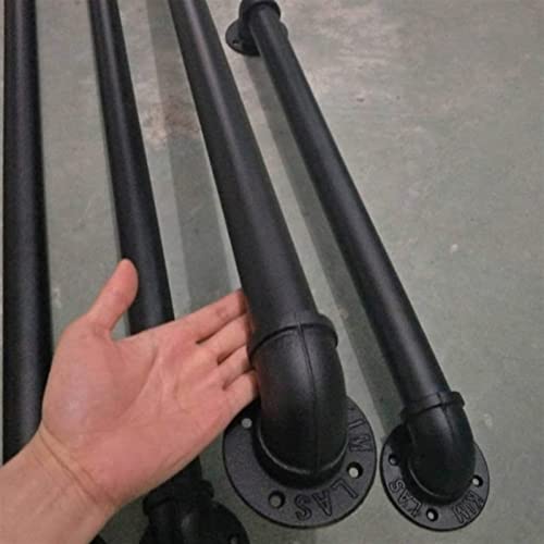 Rampe d'escalier sécurisée en métal noir de 3,2 cm facile à installer au mur