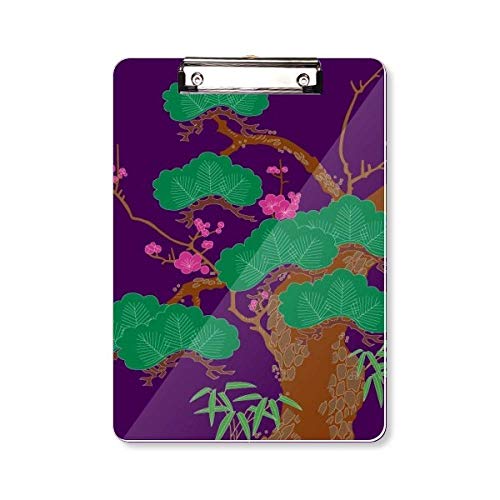 Bloc d'écriture A4 zen violet motif arbre japonais, cadeau idéal