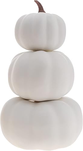 Meiwlong Decoración de calabazas artificiales de espuma falsa, diseño de torre apilada, Halloween, otoño, cosecha, Acción de Gracias, mesa de