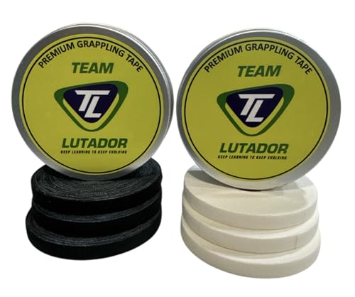 TEAM LUTADOR Athletic Finger Tape for Grappling, Jiu Jitsu, MMA, Judo, Wrestling, Martial Arts, Rock Climbing, Weightlift 3-Pack with Aluminum Holder Case (Black)