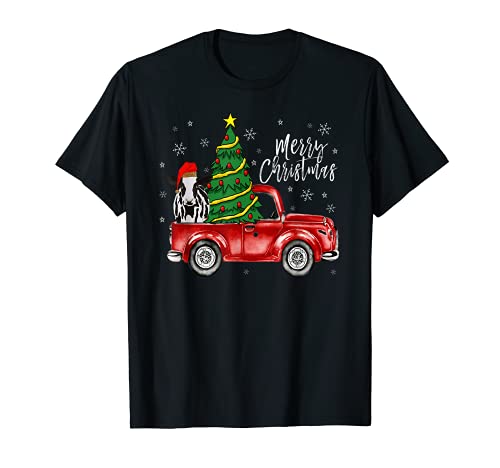 Funny Vaca Truck Feliz Navidad Vaca Heifer Amante Granjero Navidad Camiseta