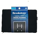 Brookstone Travel Blanket - 2-in-1 Jersey Knit Lightweight Throw Blanket with Carrying Pouch, Airplane & Car Travel Essentials, Black