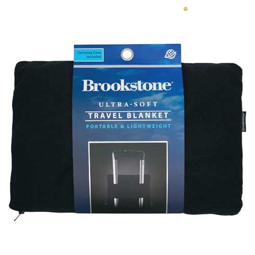 Brookstone Travel Blanket - 2-in-1 Jersey Knit Lightweight Throw Blanket with...