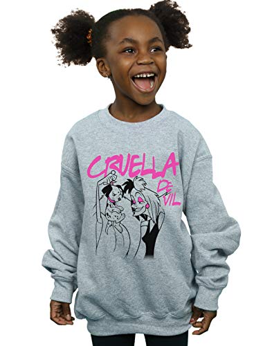 Disney Girls Cruella De Vil Collared Sweatshirt Sport Grey 9-11 Years