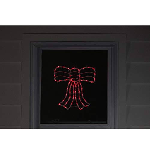 Northlight 14" Lighted Red Bow Window Silhouette Christmas Decoration #TOP4