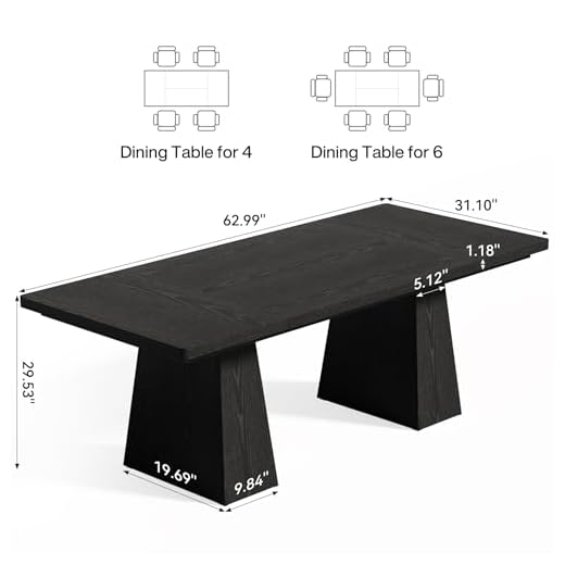 Modern Wooden Dining Table for 6 People
