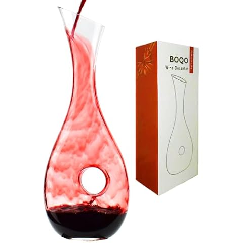 WOQO 1.2L Crystal Wine Decanter with Aerator Cover
