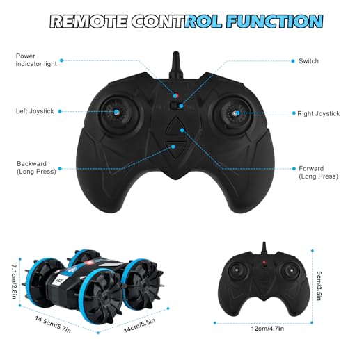 Amphibious Remote Control Car Boat Waterproof RC Monster Truck Stunt Vehicle 4WD 360°All Terrain Rotating Water Beach Pool Toys for 6 7 8 9 10 11 12 Years Boys Girls Christmas Birthday Gifts - Image 5
