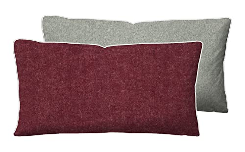 biberna Melange-Flanell Kissenbezug 40x80 cm, 100% Baumwolle, Biber, Flanell wärmend, weich & kuschelig, Reißverschluss, mit Paspel, Winter & Herbst, Uni, rot, Modell 0840500