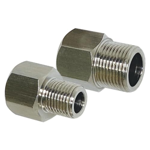 1/4” to 3/8” Male and Female FULL THREAD Compression Adapters, 304 Stainless Steel, Pipe Fittings, Water Line Adapter, Compression Fitting for Kitchen Bathroom Faucet, Pipe Connector with Gaskets