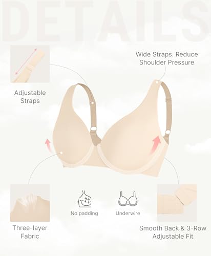 Image of FeelinGirl Women's Unlined Bras Underwire Comfort Full Coverage Tshirt Bras