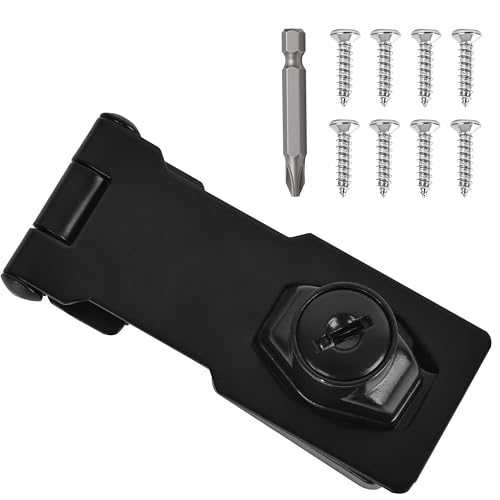 Image of 1 Pcs keyed Hasp Lock,4 inch keyed hasp Locks Twist knob keyed Locking hasp for Cabinet Small Door,Hasp Lock with Keys,Metal Safety Hasp Latches (1 Pcs Black, 4 inch)