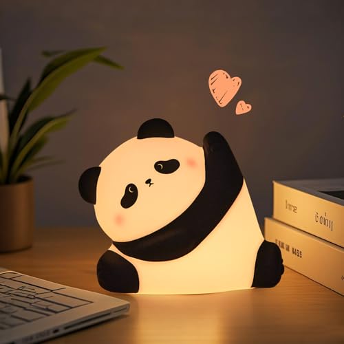 Wastou Silicone Kung Fu Panda luz noturna, 3 níveis de brilho regulável com temporizador de 30 minutos, recarregável de silicone suave, além do candeeiro