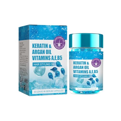 sjfscqr Capsule di siero per Capelli per Capelli Crespi,Capsule di Essenza per Capelli,Siero per Capelli Capsule con cheratina, Oli di argan, jojoba e B5 per Capelli Crespi, secchi e danneggiati