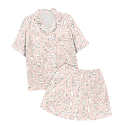 Pyjama 2 pièces femme respirant à manches courtes et boutons