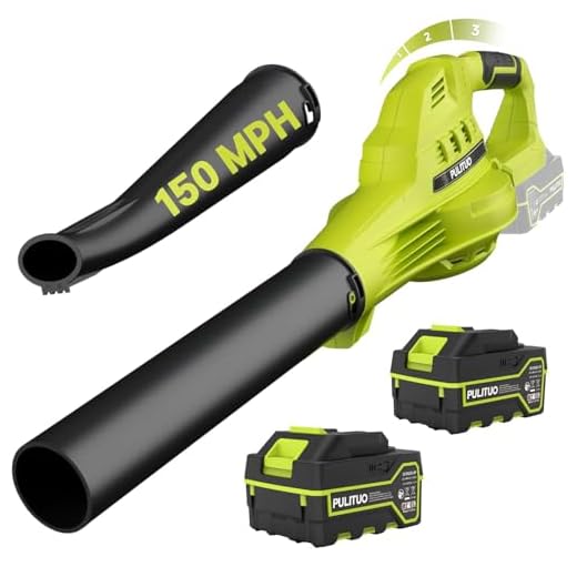 Leaf Blower Cordless with 2X 4.0Ah Batteries and Charger, 60Mins Lasting 150MPH Cordless Blower, Powerful Electric Leaf Blowers for Lawn Care, Patio, Yard, Leaves, Grass and Snow