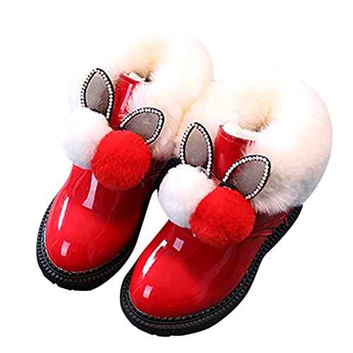 EnJoCho Baby Toddler Girls Fall Winter Snow Boots 1-6 Years Old Kids Hairball Sneakers Warm Anti-Slip Single Shoes (Red-06#, 12-15Months)4
