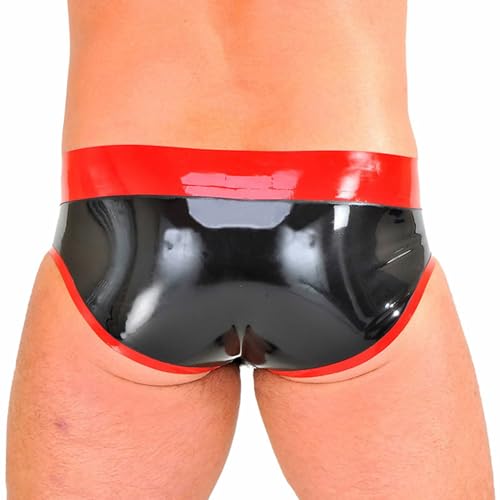 Calzoncillos de látex para hombre hechos a mano con bordes rojos 2