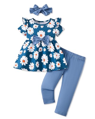 Image of Doresbebe Baby Girl Clothes Toddler Girl Outfits Infant Girl Summer Clothes for Girl Ruffle Shirt Pants+Cute Headband 3PCS