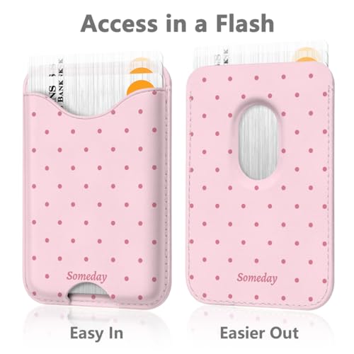 Image of Polka Dots Magnetic Wallet Compatible with Magsafe Wallets for iPhone 17 /16 /15 /14 /13 /12 Series Pro Max Plus Cute Phone Magnet Card Holder Fit 3 Cards for Women Girl Lether Mag Safe Pink