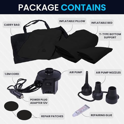 Image of Kingsway Inflatable Car Bed Mattress Universal for All Cars Used for Travelling, Campaigning and for Long Tours (Black Color)