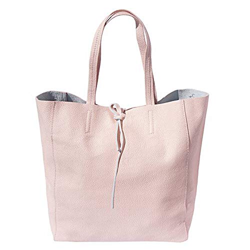 Florence Leather Market BOLSO TOTE SHOPPING EN CUERO GENUINO 9121 (Rosa claro)