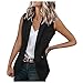yuwo Chaqueta formal sin mangas con bolsillo frontal abierto de color sólido para mujer, Negro, L