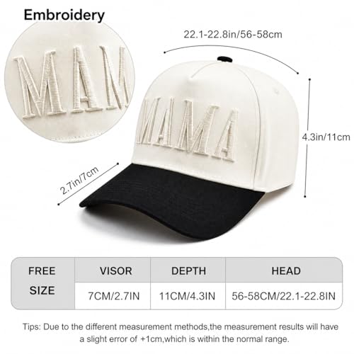 Image of Women's Mama Trucker Hat Trendy, Embroidered Adjustable Mom Baseball Cap, Two-Tone Ponytail Hat for Outfits