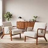 DUMOS Accent Chairs Set of 2, Mid Century Modern Accent Chair with Lumbar Pillow and...
