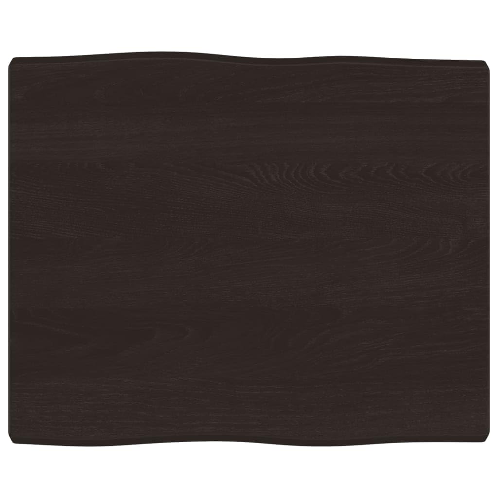 vidaXL Massivholz-Tischplatte aus Eiche, dunkel lasiert, Naturkante – Ersatz-Tischplatte 60x50 cm, 2–4 cm Dicke