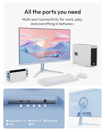 Image of Pixio PX275 Wave Blue 27 inch 100Hz 1440p IPS Panel 1ms MPRT Adaptive Sync Gaming Monitor with Blue HDMI 2.1 Cable Certified Ultra High Speed 10FT 8K 60Hz 4K 120Hz Nylon Braided
