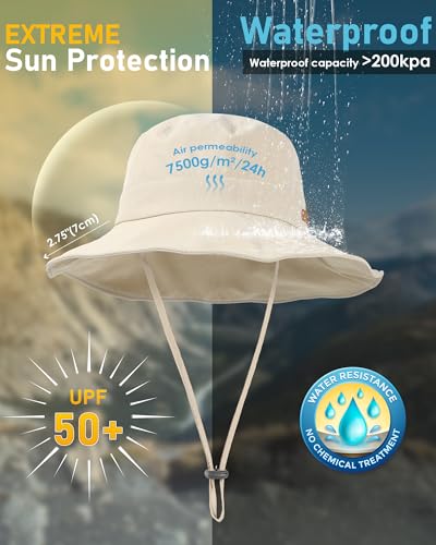 Shinchic Waterproof Bucket Hats For Women Men Foldable Brim Upf 50+ Floppy Cowboy Rain Hat Uv Protection Boonie Sun Hats For Hiking Beige thumb #2