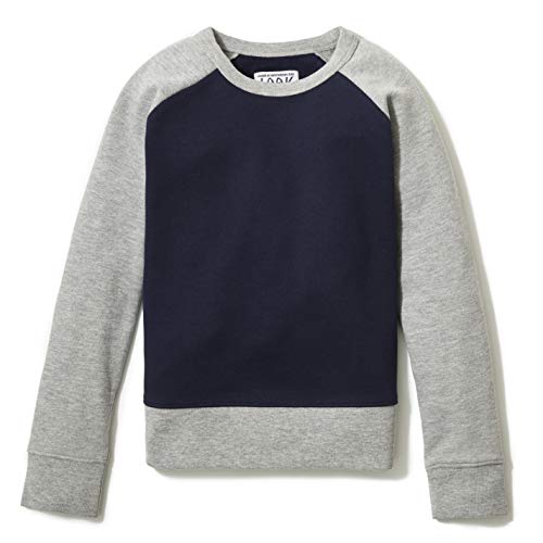 LOOK by Crewcuts Crewneck Raglan Sweatshirt, Marineblau, 8 Jahre