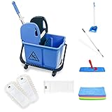 Hypafol Mini Reinigungswagen | Set 40 cm | 2-Kammer Putzwagen mit 24l Eimer mit Trennwand | mit...
