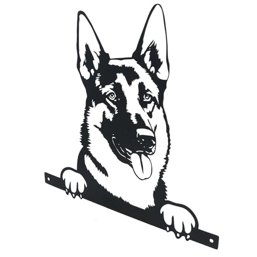 AB Tools Deutsche Schäferhund-Silhouette aus schwarzem Metall mit Befestigungsplatte