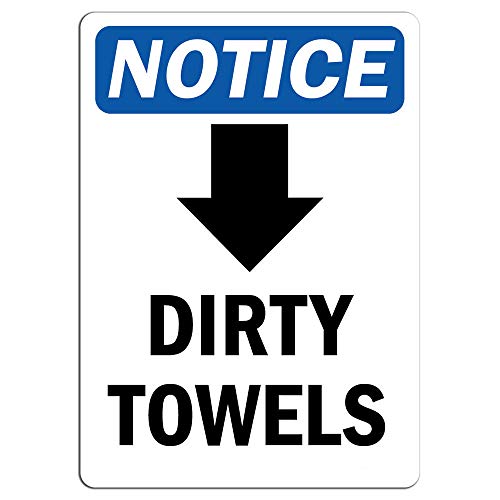 Image of Dirty Towels [Down Arrow] Safety Sign | 8 inch Vinyl Sticker