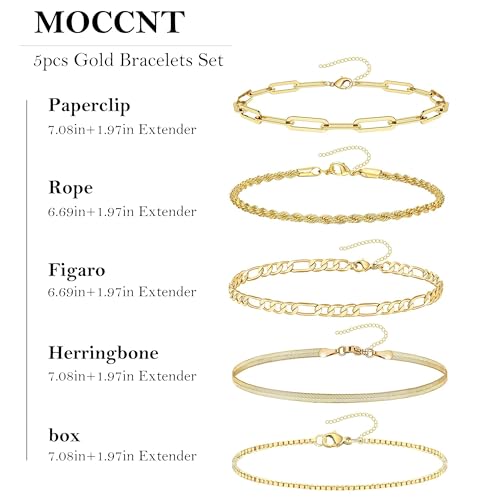 Bracelets 14k Gold Link for Women Waterproof, Trendy Boho Chic Hand Wristband4