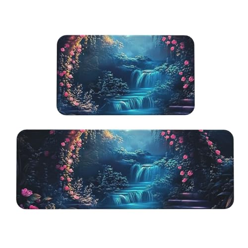 Tapetes de cocina lavables y acolchados Arch Bridge, juego de 2 alfombras decorativas 2