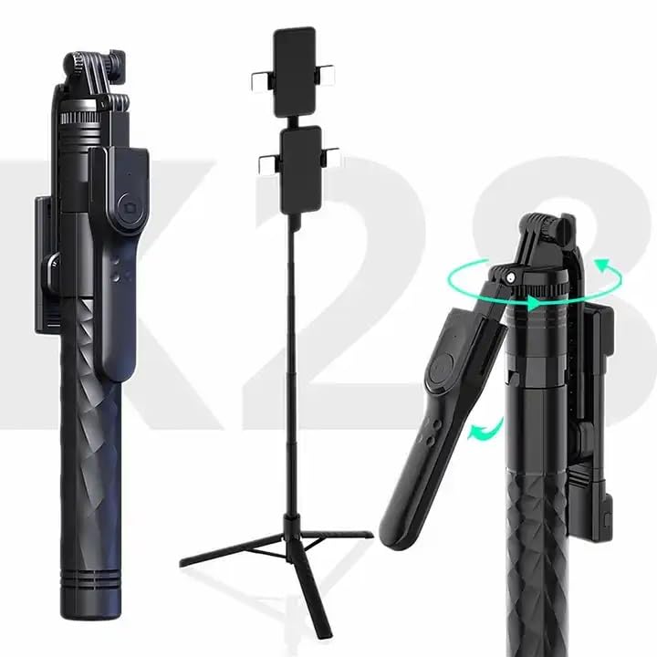 Image of K28 Wireless Selfie Stick for Live Broadcasting with Bonus Phone Holder - Extendable Monopod for Effortless Selfies, Vlogging, and Streaming - Universal Compatibility and Enhanced Features