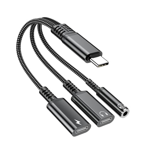 3 in 1 PD 60W �����A�_�v�^�[ �^�C�v C - �^�C�v C/3.5mm �W���b�N �I�[�f�B�I �P�[�u�� �w�b�h�t�H�� �A�_�v�^�[(Black)