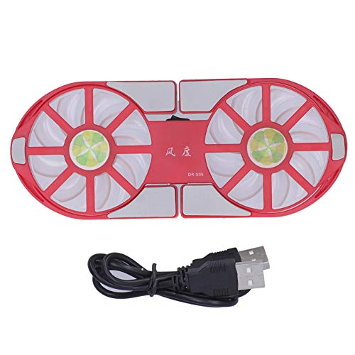 Ventilador de enfriamiento para computadora, disipador de calor telescópico con gran volumen de aire, base plegable para notebook con luz LED azul, para oficina y uso doméstico (Rojo) miniatura 6