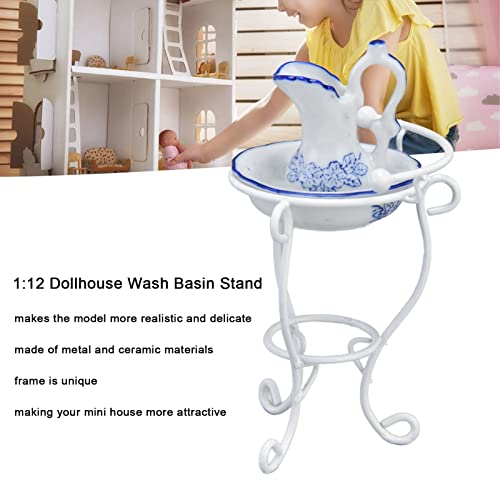 Dollhouse Furniture Bathroom Set 1:12 Washbasin Stand Doll House Kettle And Basin Dollhouse Bathroom Accessories #TOP2